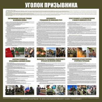 С118 Стенд Уголок призывника (1000х1000мм, Пластик 3 мм, алюминиевый багет) - Стенды - Стенды по гражданской обороне и чрезвычайным ситуациям - ohrana.inoy.org